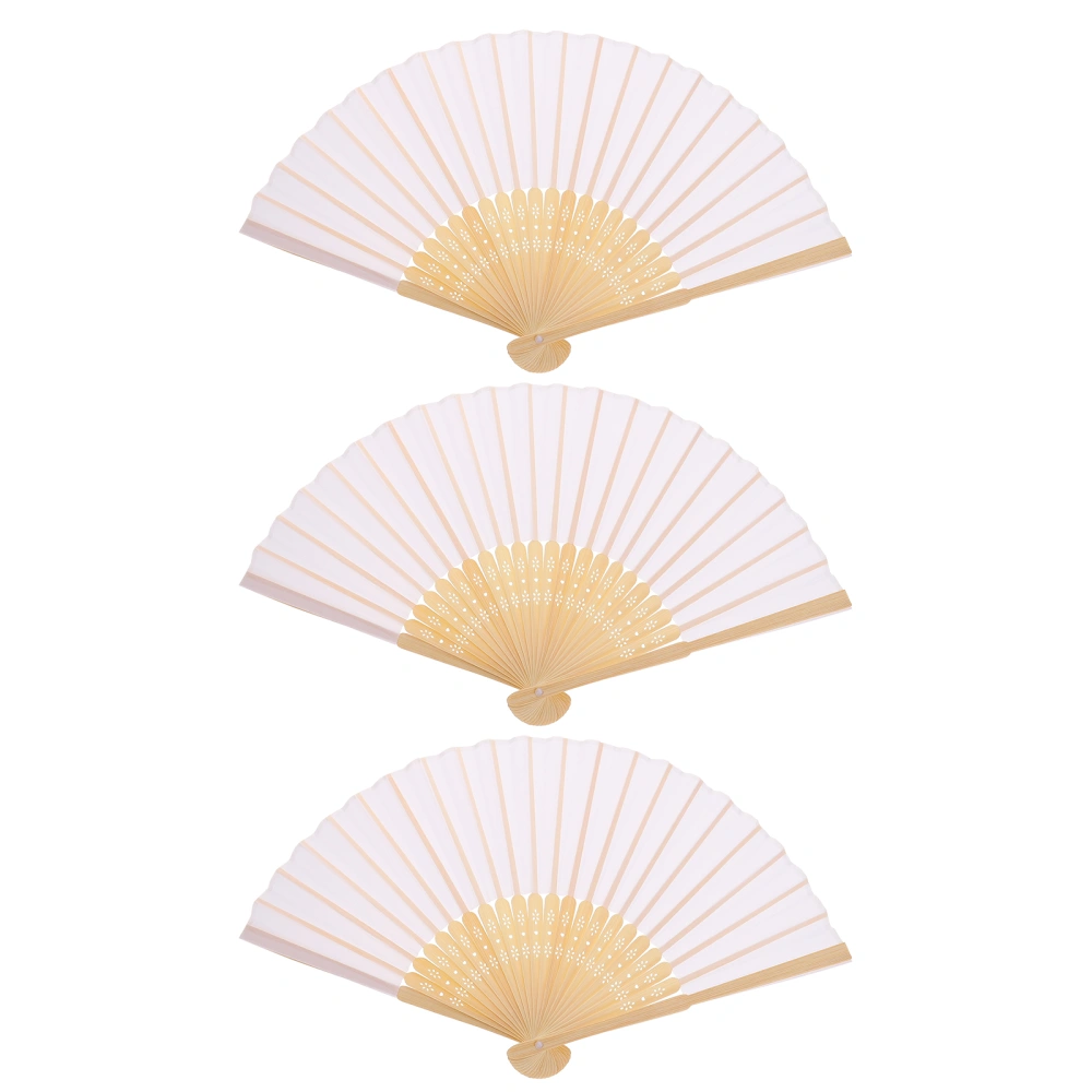 3pcs Bamboo Folding Fan Blank Bamboo Hand Fan DIY Bamboo Hand Fans for Decor