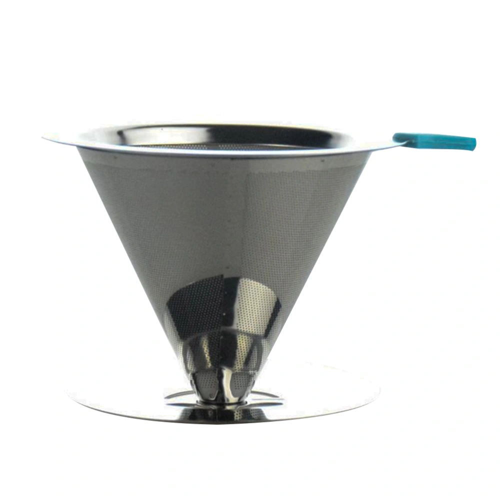 Stainless Steel Coffee Filter Practical Coffee Dripper Coffee Funnel with Base Silver (1-2 Cups)