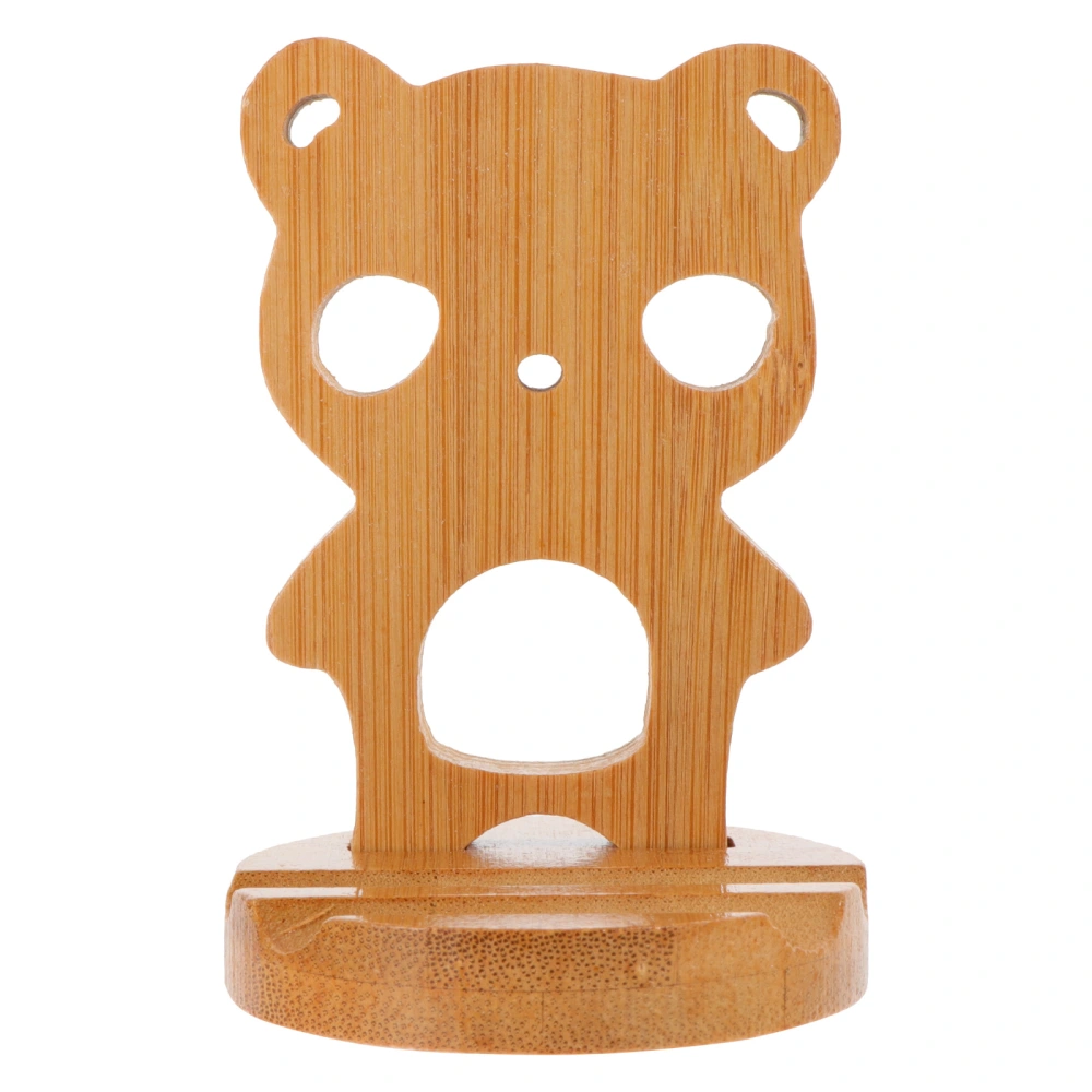 Universal Phone Stand Desktop Rack Bamboo Adorable Bear Phone Holder for Home