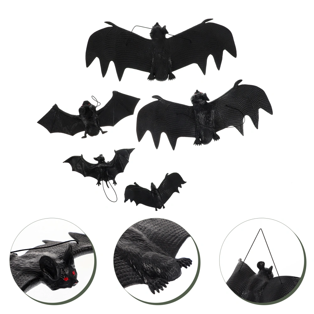 5pcs Simulated Bat Pendants Halloween Bat Crafts Halloween Layout Decors