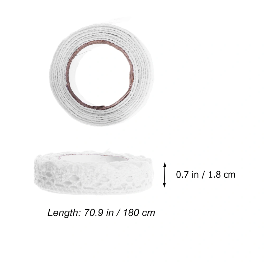 2pcs DIY Adhesive Hollow Lace Tape Masking Decorative Tape Sticky Craft Lace Trim Ribbon for Scrapbooking Crafts (White)