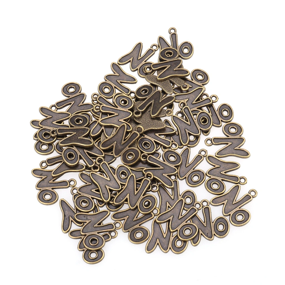 50Pcs Vintage Alloy English Letter Words NO Antique Charms Pendant For Necklace Jewelry Making(Bronze)