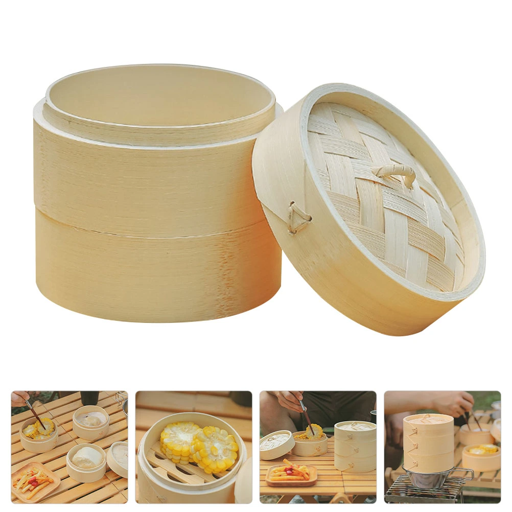 1 Set Food Bamboo Steamer Multi-use Steamer Bamboo Buns Steamer with Lid