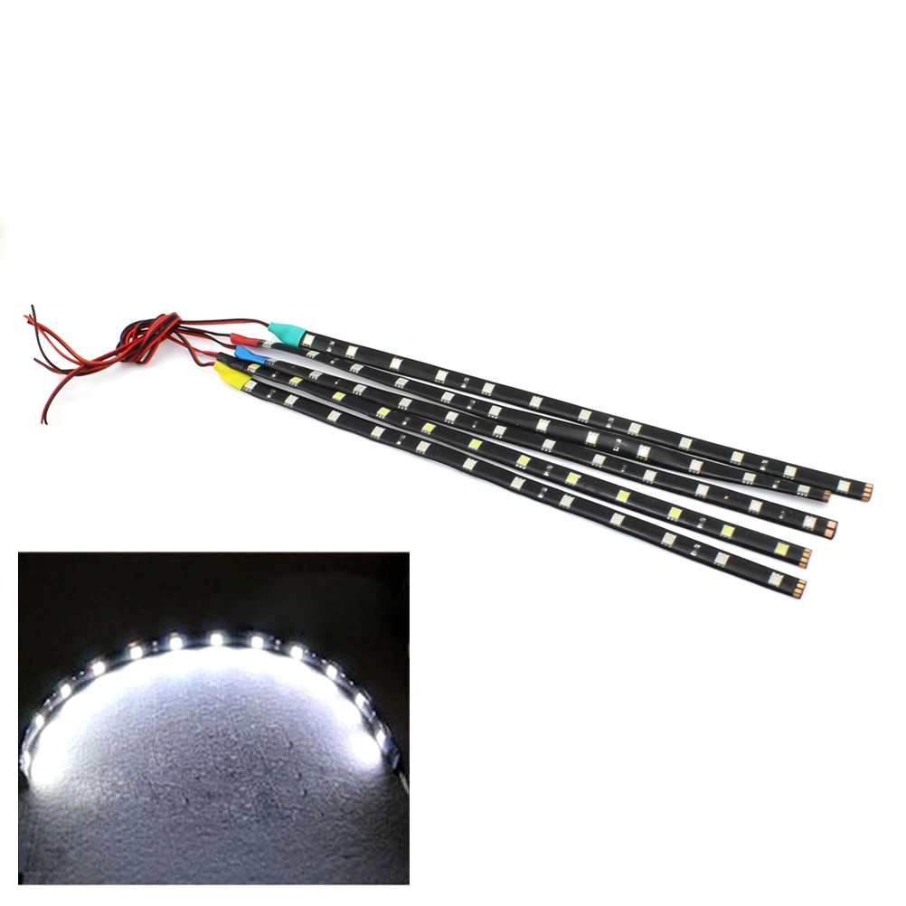 5 PCS 30cm 15-LED 3528 SMD Car Rope Light Waterproof Flexible LED Strip Light (White Light)