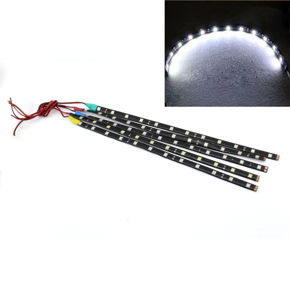 5 PCS 30cm 15-LED 3528 SMD Car Rope Light Waterproof Flexible LED Strip Light (White Light)