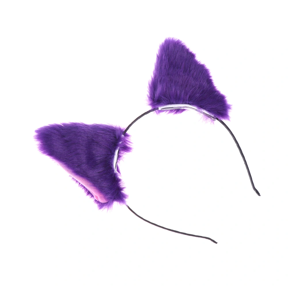 Plush Ear Hair Cartoon Stuffed Headband Headdress Hair Accessory for Women Girls Party Purple