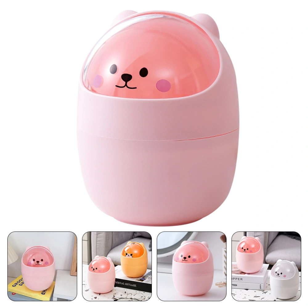 Lovely Mini Trash Bin Desktop Trash Container Cartoon Garbage Can for Home