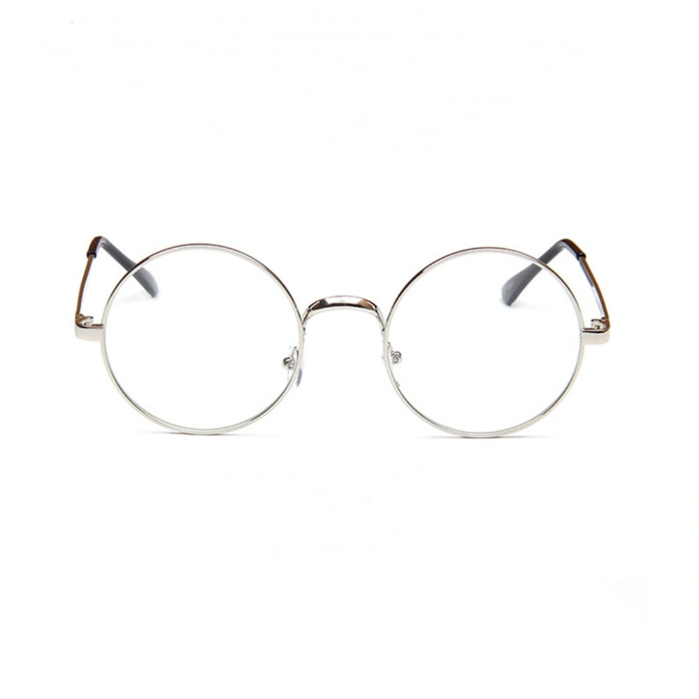 Fashion Vintage Round Clear Lens Glasses (Silver)