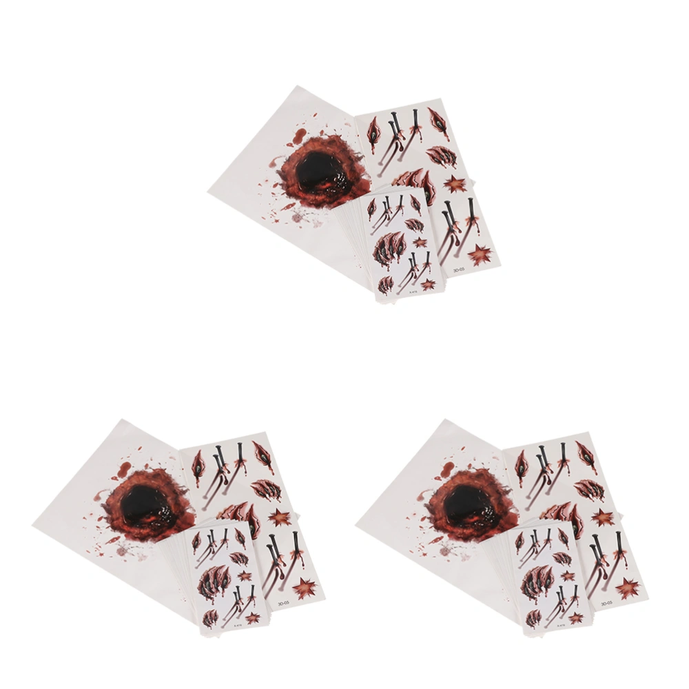 33 Sheets Halloween Tattooing Stickers Horror Scar Stickers Bloody Stickers