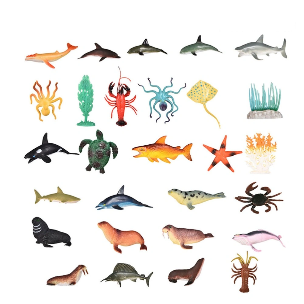 25pcs Children's Educational Toy Simulation Marine Animal Models Sea Ocean Animals Toys Set Display Models Kit for Kids Children