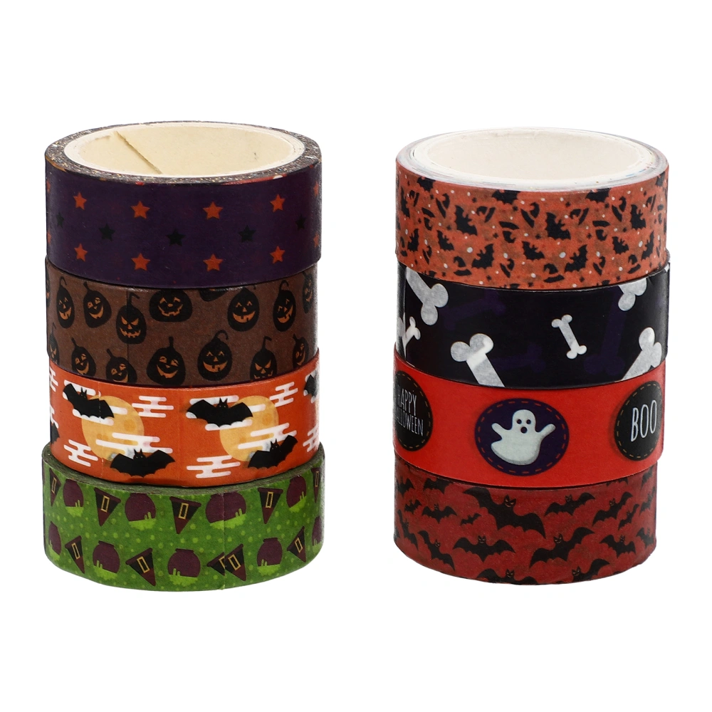 8 Rolls Halloween Design Washi Tapes Notebook Decorative Tapes (Random Style)