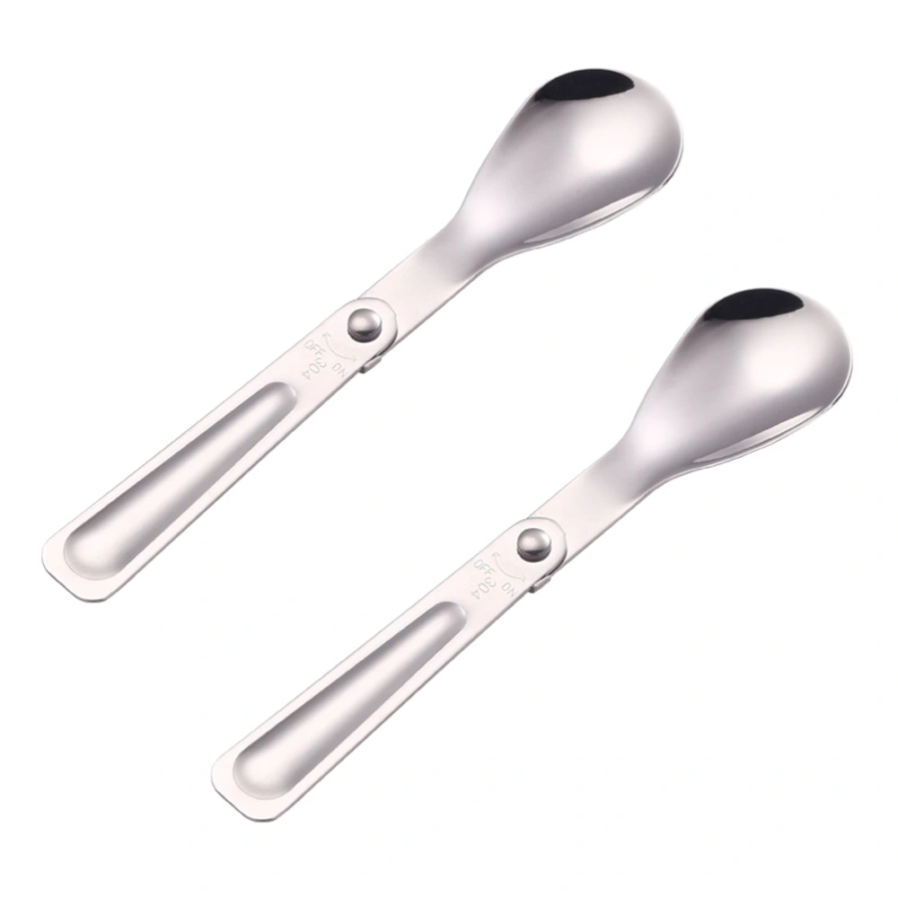 2PCS Multifunctional Stainless Steel Foldable Spoons Portable Cutlery for Travel Picnic Outdoor Activities