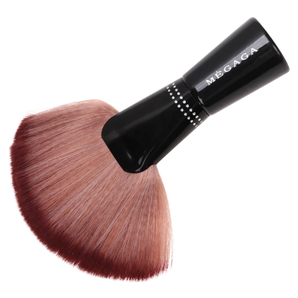 Fan Shape Nylon Bristles Makeup Brushes Acrylic Rhinestone Alloy Handle Facial Cosmetics Foundation Blending Blush Face Powder Brush Makeup Tool (Coffee)