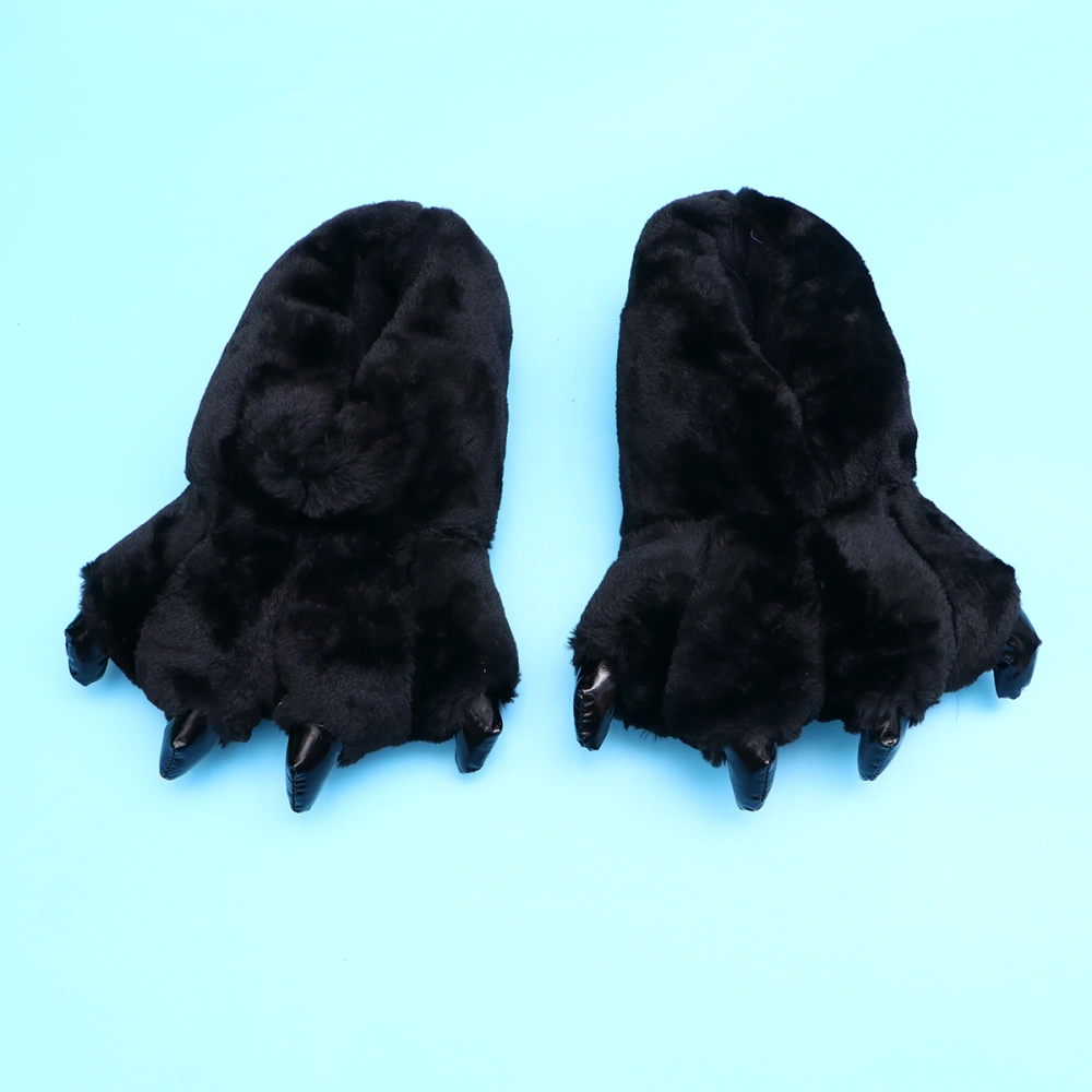 1Pair of Adorable Polar Slippers Animal Claw Boots Cosplay Shoes Non-slip Winter House Indoor Slippers(Black)