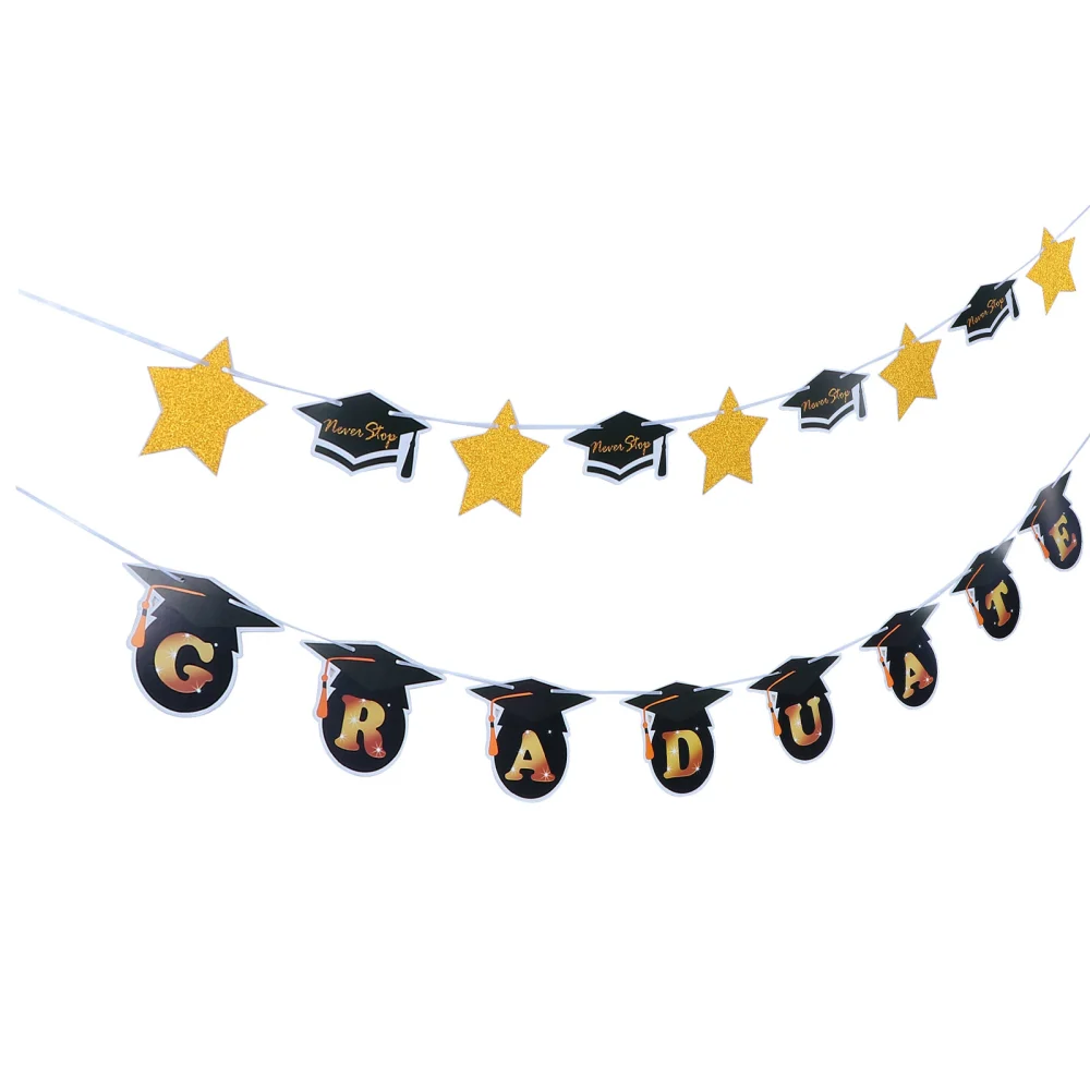 2pcs Graduation Party Creative Hanging Banners Party Scenes Hanging Ornaments