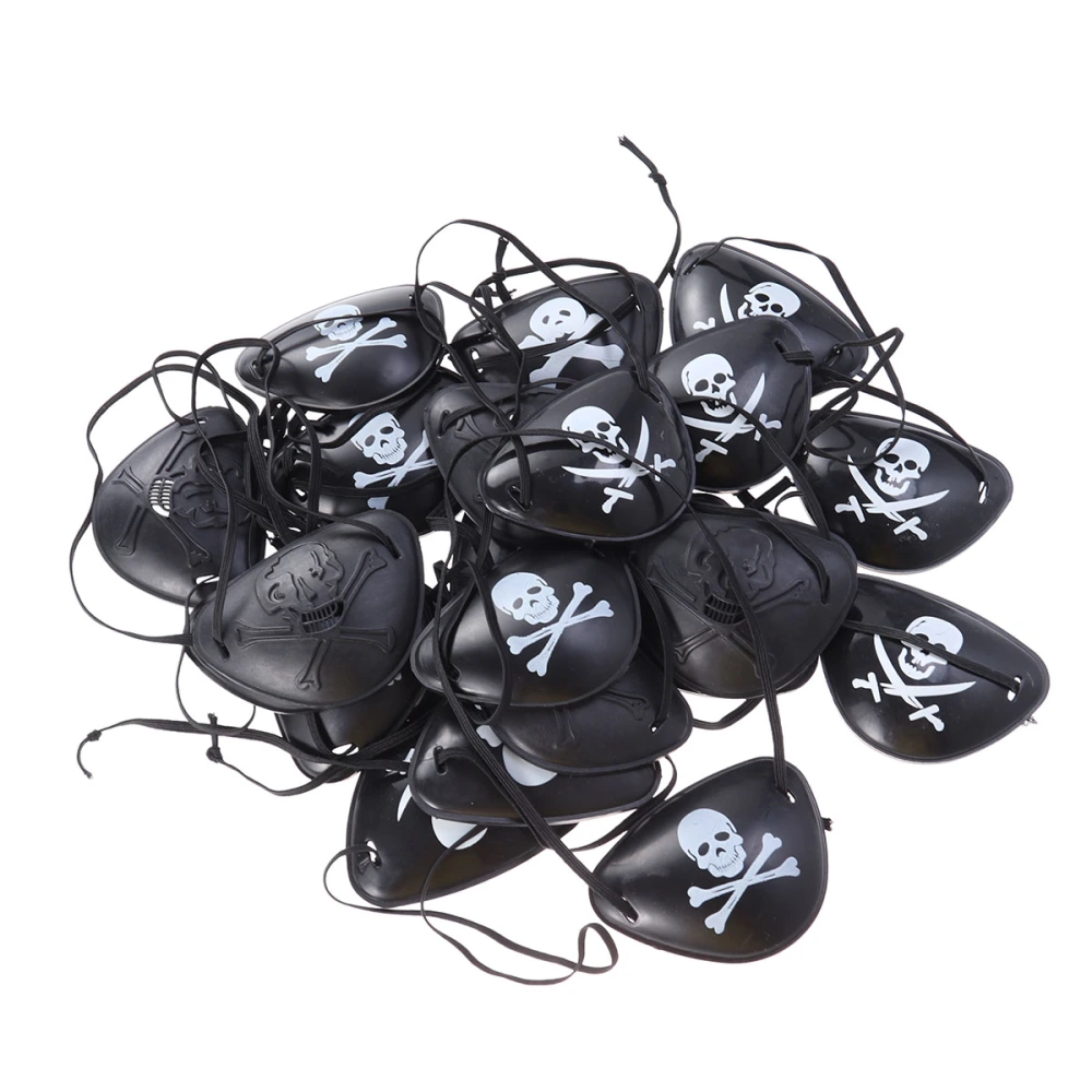 24PC Halloween Pirate Eye Masks Unicorn Dragon Skull Masks Makeup Decorative Props Plastic Pirates Eye Masks (Double Bones *6, Double Knives * 6, Ghost * 6, Stereo Hoe * 6)