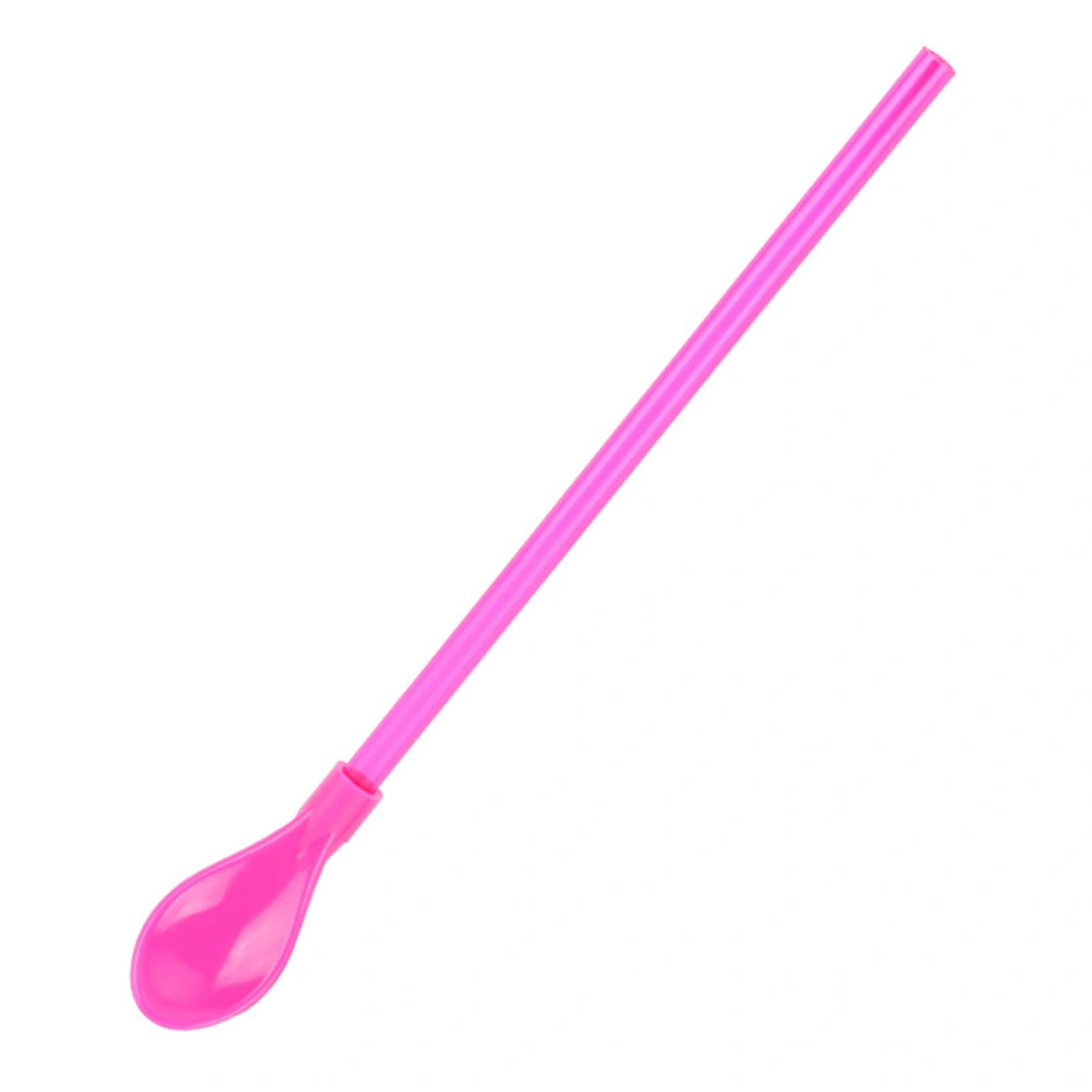 4 Pcs Creative Straw Spoon Drinking Stirring Plastic Spoon Removable Straw Spoon (Dark Pink + Green + Blue + Purple)