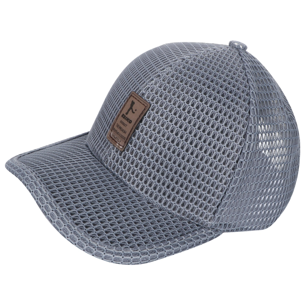 Quick-dry Mesh Peaked Solid Color Baseball Adjustable Breathable Cooling Sun Block Hat for Outdoor Autumn Travel (Grey)