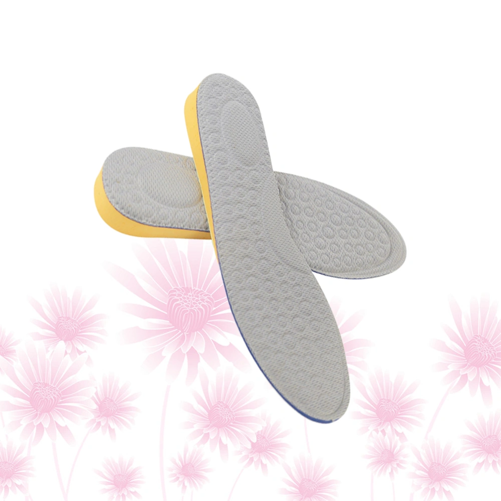 1 Pair of 3.5m Sports Shoe Lift EVA Invisible Heightening Insole Height Increase Shoe Pads Yellow and Grey Suitable for 43-44 Yards