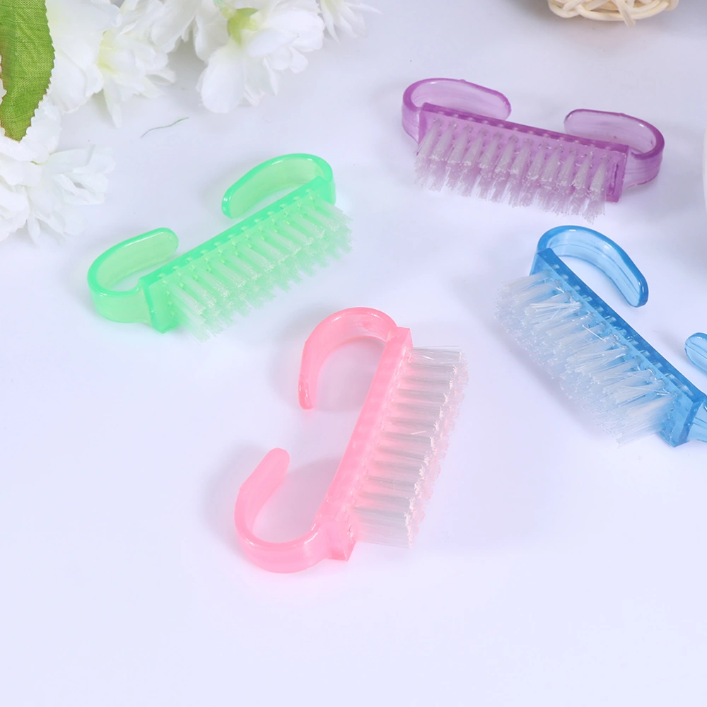 12Pcs Nail Cleaning Brushes Cleat Shape Manicure Brushes Dust Brushes Manicure Tools Mini Nail Brushes (Cleat Brushes Pink, Purple, Blue, Green for Each 2Pcs and Mini Brushes Green, Blue for Each 2Pcs)