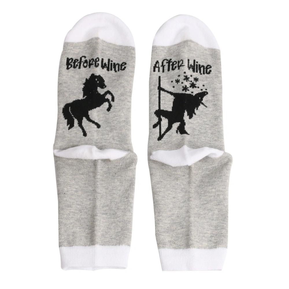 Winter Autumn High Ankle Socks In Tube Sock Cotton Horse Women Men Socks (Grey)