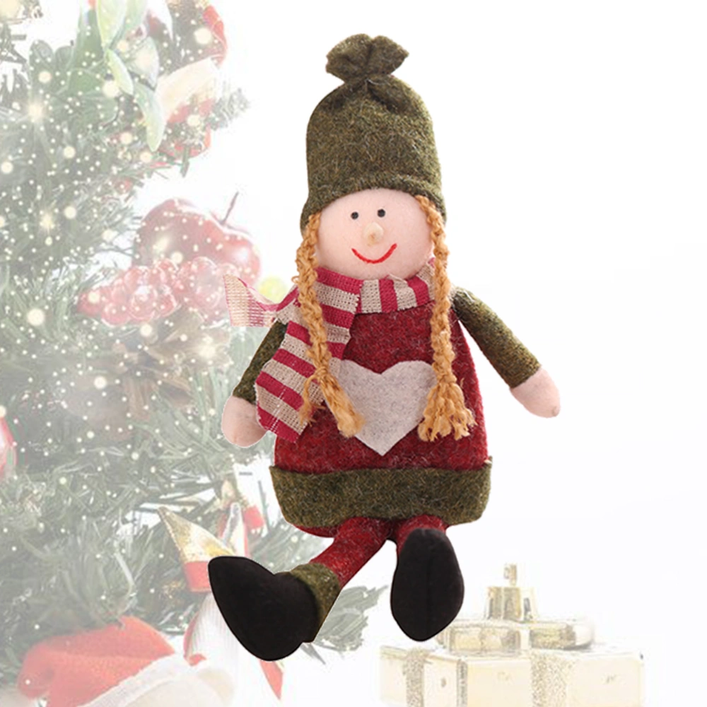 Christmas Desktop Ornament Sitting Doll Xmas Party Desktop Doll Gift for Home Christmas Party Green Hat