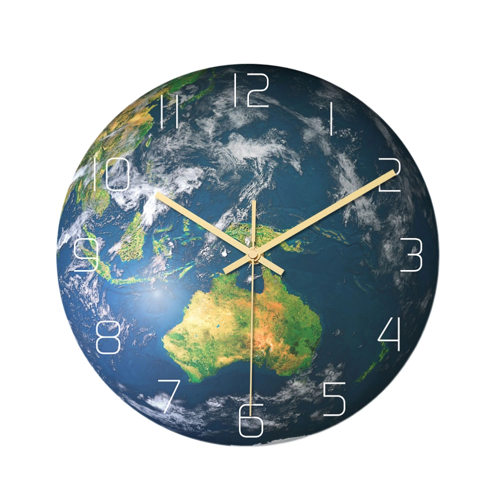 Luminous Oceania Area Shape Wall Clock Battery Powered Hanging Clock Glow in The Dark for School Office Kitchen No Battery Size M