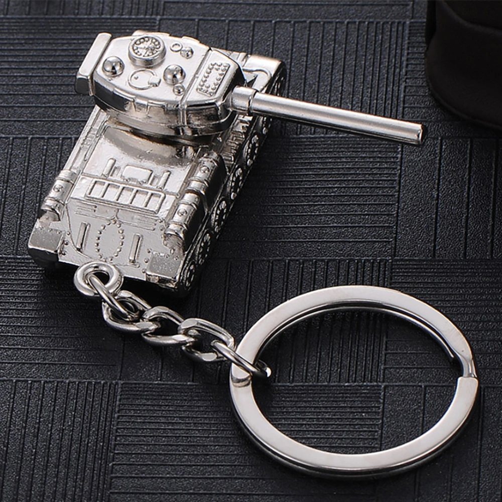 Fashion Cool Tank Decoration Alloy Keychain 3D Tank Model Key Ring (Silver)