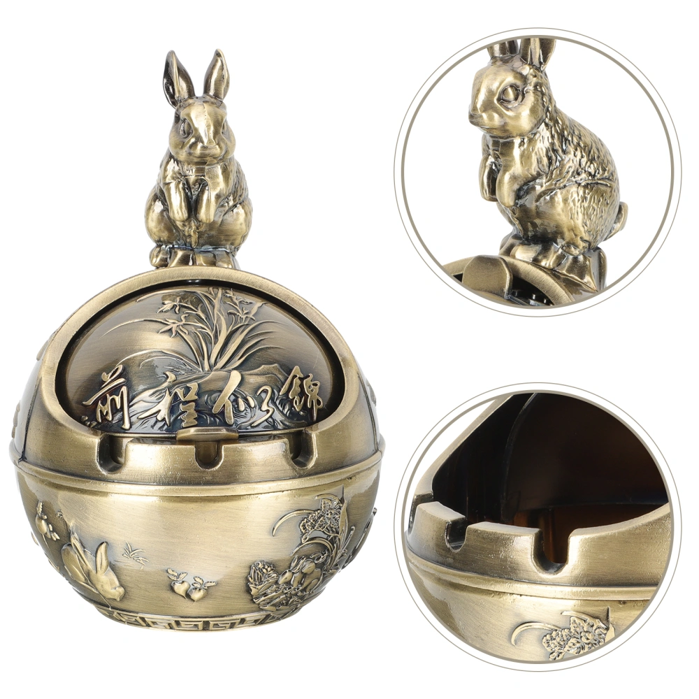 Vintage Rabbit Style Ash Holder Rabbit Ashtray Windproof Ashtray with Cover