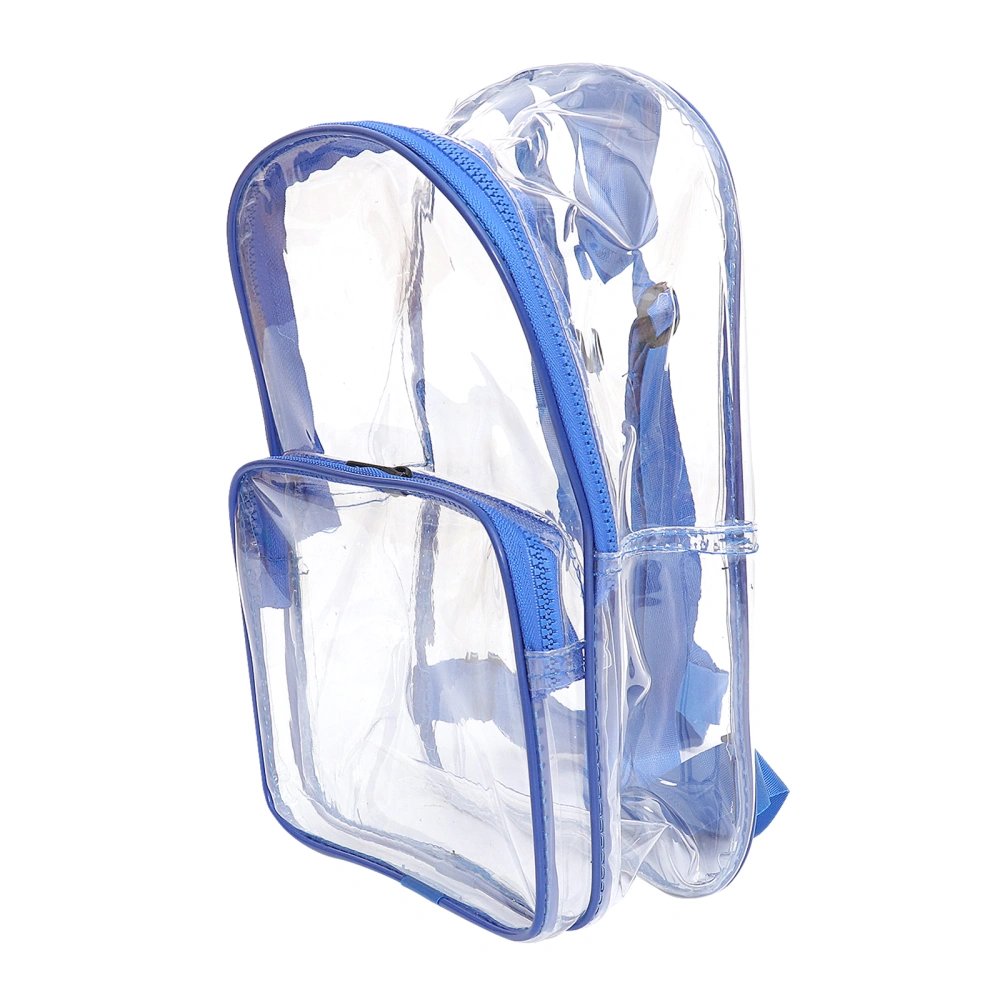 Clear PVC Backpack Transparent See Thru School Backpack Outdoor Bookbag Travel Makeup Pouch Organizer (Blue)