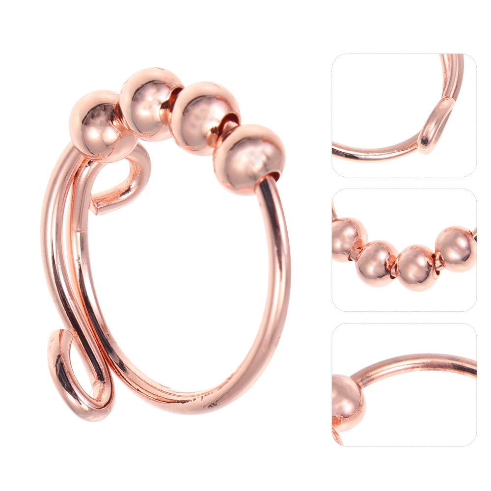 1pc Girl Ring Decor Open Bead Ring Depression Reduce Ring Decor Rotating Ring