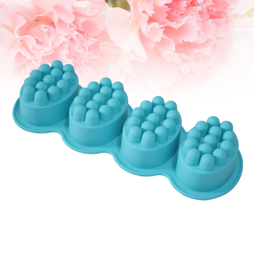 4 Cavity Massage Bar Silicone Mold DIY Soap Cake Fondant Mousse Pudding Jelly Chocolate Mould Tray (Random Color)