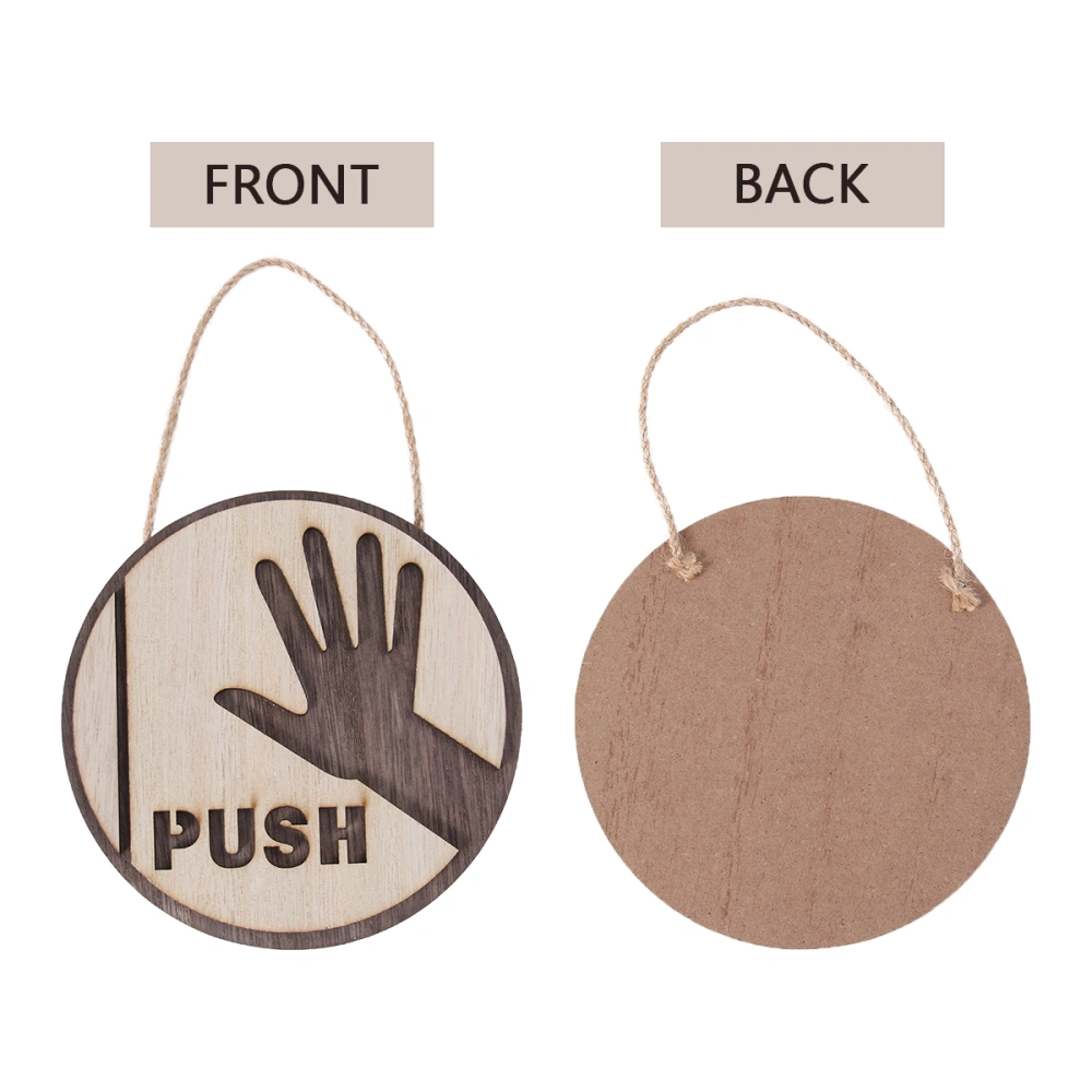 1pc Push-and-pull Door Sign Wooden Door Hanging Sign Creative Sign Board Indicator Sign for Cafe Restaurant Tea House (Round Push Random Color)