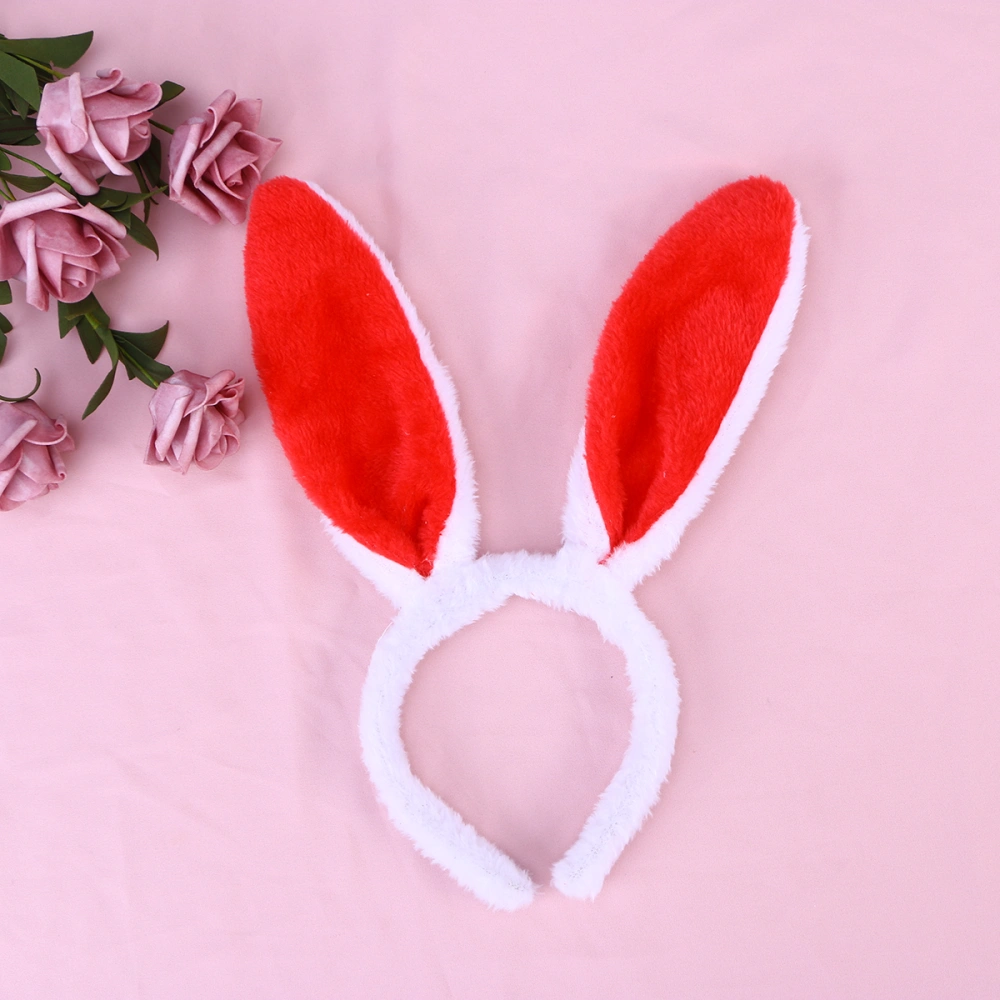 Plush Bunny Ears Hairbands Bunny Headband Bunny Ears Hairbands (White and Red)