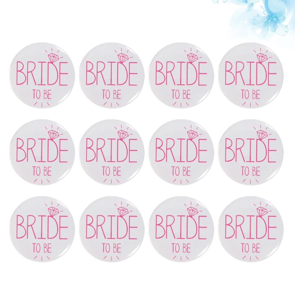 12pcs Bachelor Party Badge Bride Corsages Wedding Corsages Creative Bachelor Accessories Party Supplie (White + Pink)