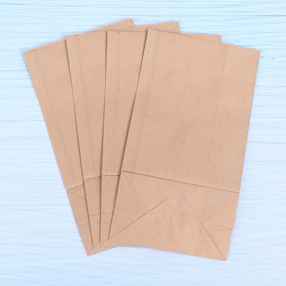 100pcs Kraft Paper Food Pouch Square Bottom Packaging Bag Practical Paper Container Takeaway Packing Bag for Shop Restaurant (18x9x5.5cm)