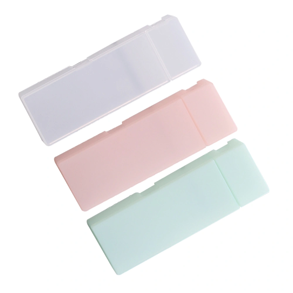 3Pcs Plastic Pencil Box Stationery Translucent Frosted Pen Storage Case Holder