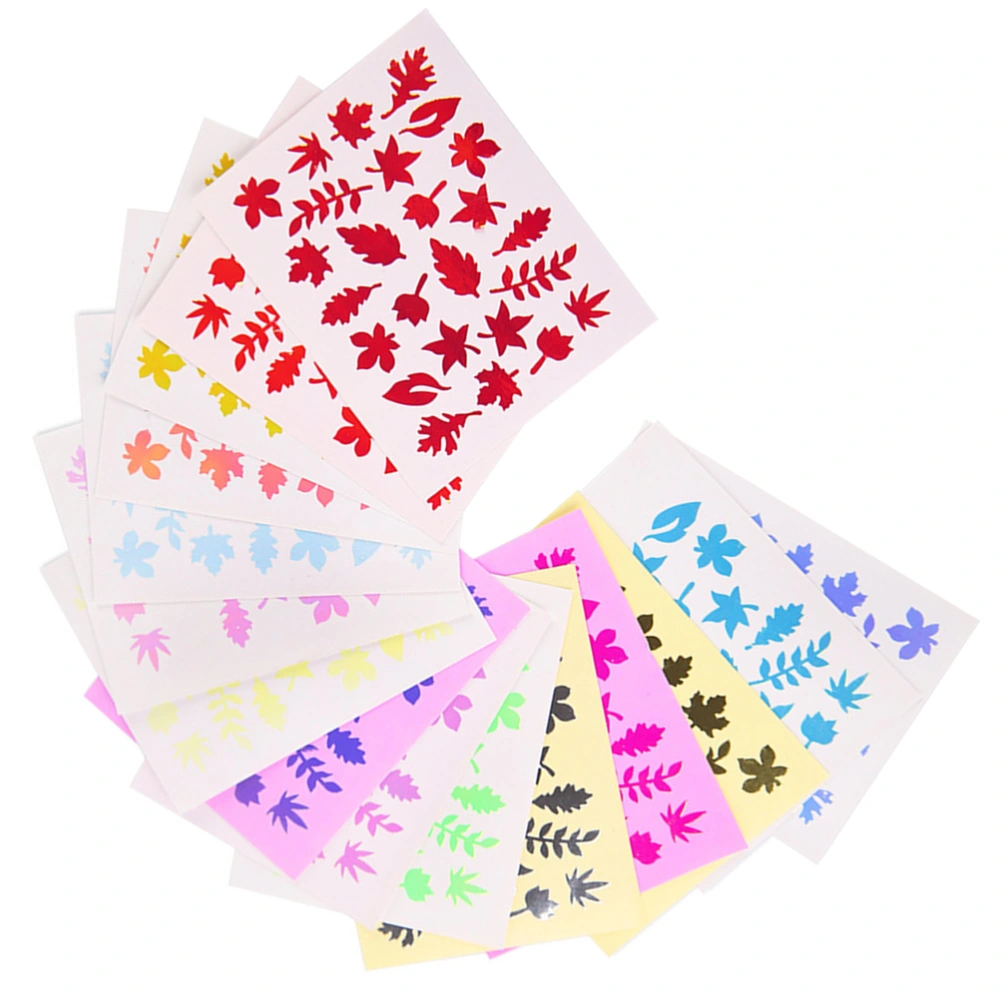 16 Sheets of Manicure Sticker Maple Leaf Autumn Theme Falling Leaves Nail Tip Decal Stickers