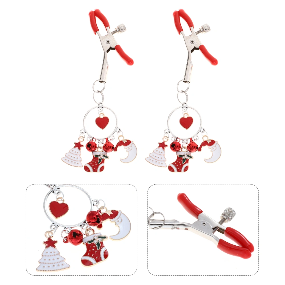 1 Pair Adorable Breast Clips Love Heart Christmas Bells Breast Clamps Sex Toys