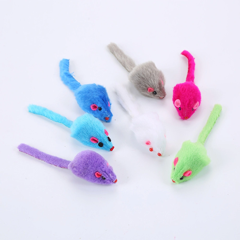 10 Pcs Wear-resistant Cat Plush Molar Toy Cartoon Rat Shape Chewing Toys Sound Making Plaything Educational Toy for Home Pet Supplies (Random Color)