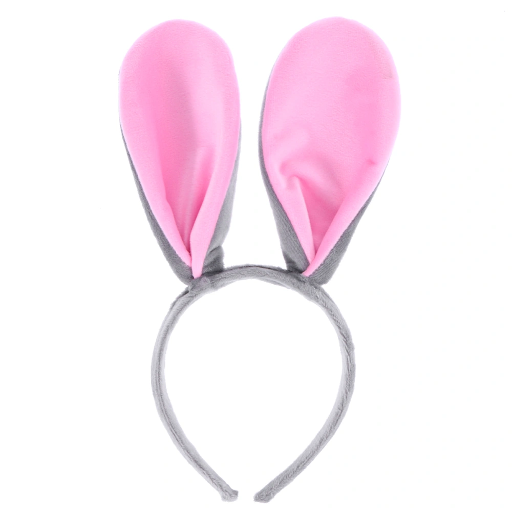 Fluffy Lovely Bunny Ears Headband Rabbit Ear Hair Band Headdress For Birthday Christmas Easter Costume Accessories Party Favor (Grey And Pink)