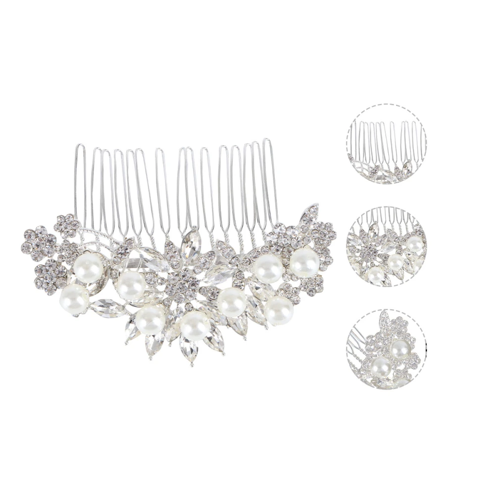 Elegant Bridal Hair Comb Simulated Pearl Crystal Wedding Hair Accessories Random Style (Silver)