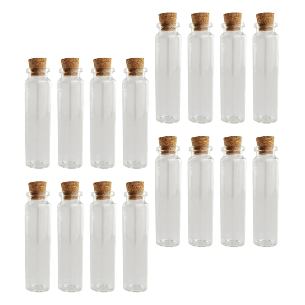 24Pcs Transparent Small Cork Bottles DIY Cork Wishing Bottles Home Adornment