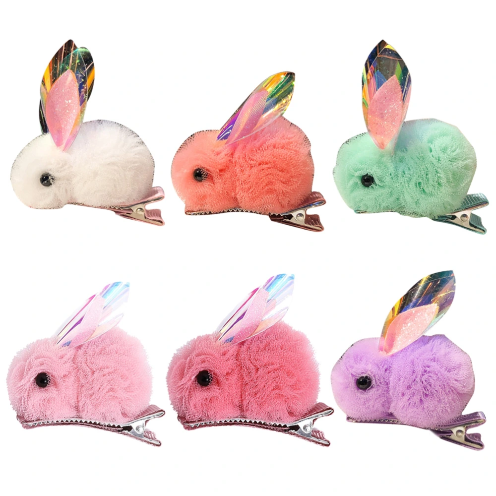 6pcs Creative Snow Organza Baby Hairpin Rabbit Baby Hairpin Kids Bunny Hairpin