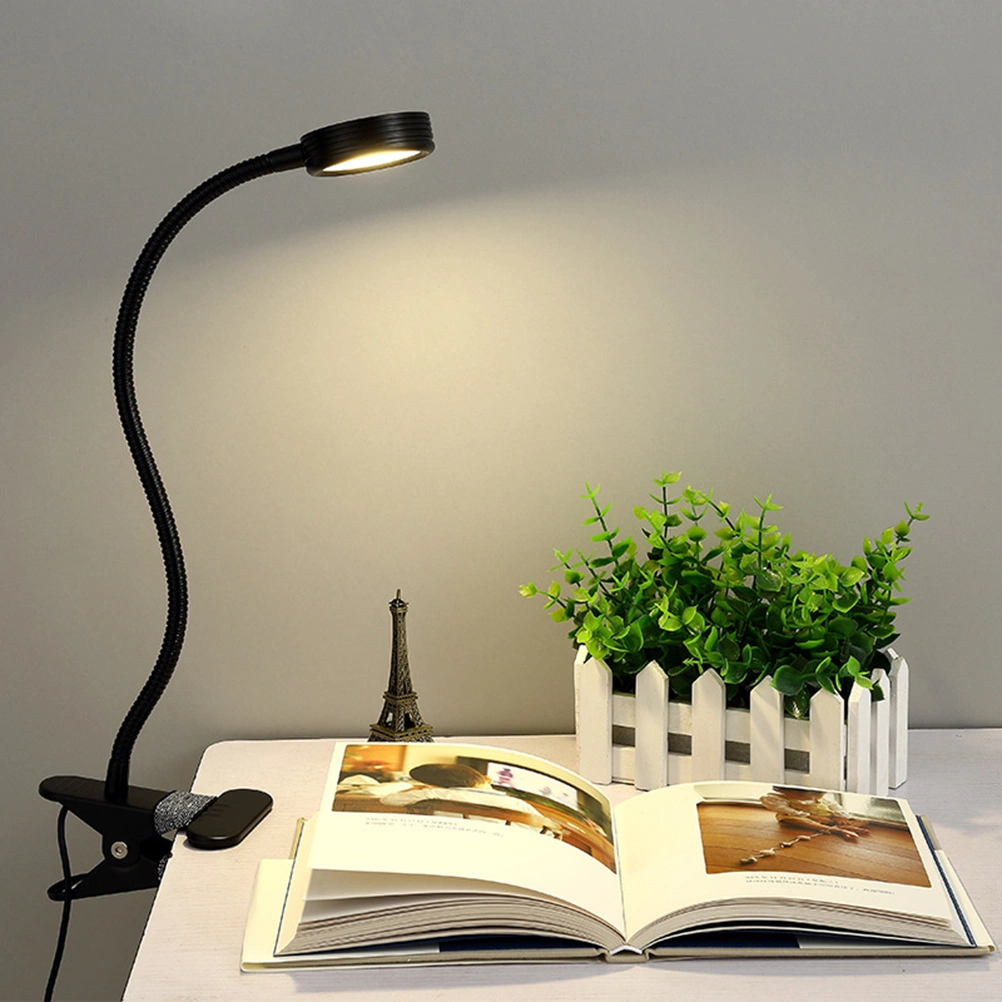 LED Table Lamp Clip on Book Light for Reading in Bed 3 Color Modes 2 Brightness Modes Clamp Light for Bed Headboard and Desk (Black)