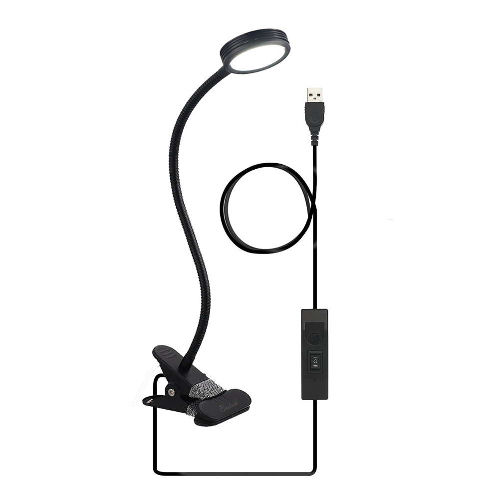LED Table Lamp Clip on Book Light for Reading in Bed 3 Color Modes 2 Brightness Modes Clamp Light for Bed Headboard and Desk (Black)