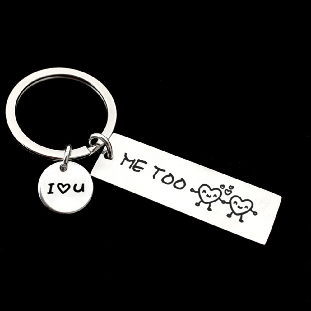 2pcs Stainless Steel Keychain Creative Letters Keyring ME TOO I DO Universal Hanging Pendant for Graduation Gift Couples