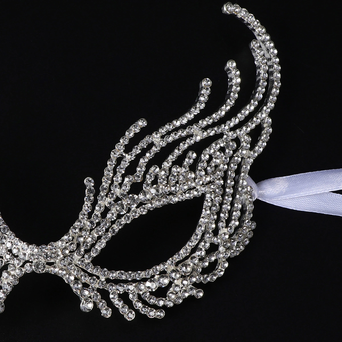 Bridal Mask Wedding Crystal Rhinestone Cat Face Eye Mask for Wedding Prom Party