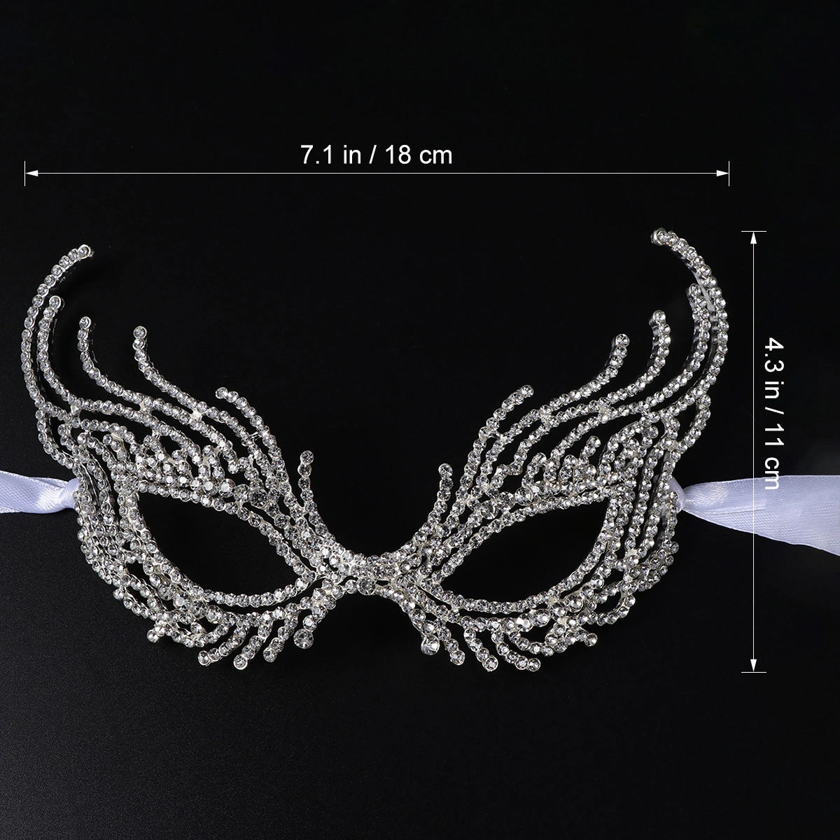 Bridal Mask Wedding Crystal Rhinestone Cat Face Eye Mask for Wedding Prom Party