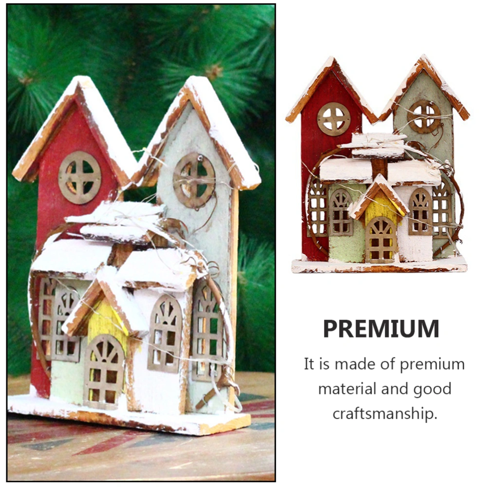 1Pc Mini Christmas House Shaped Decor Desktop Ornament Chic Festival Gift